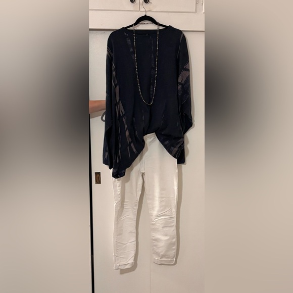 NWT L to 1 XL Jarbo Karo Top Shibori Blue Gray O/S Long Sleeve Women's $298 - Picture 13 of 13